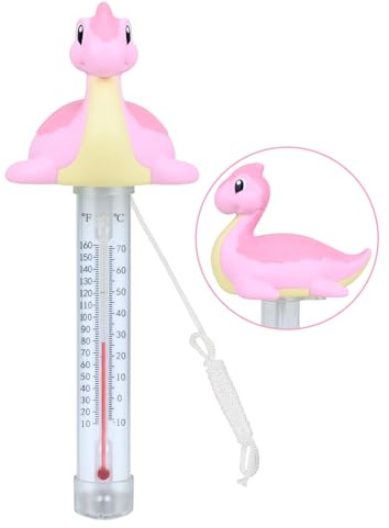 Rosa Schwimmendes Poolthermometer Nessie | Bruchsicheres Wassertemperatur Thermometer mit Befestigungsseil für Schwimmbad, Whirlpool, Gartenteich, Aquarium & Babyplanschbecken, °C/°F Doppelskala