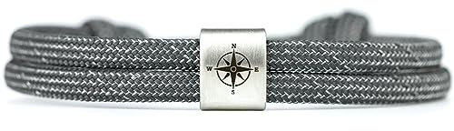 KOMIMAR Surfer Armband Kompass mit persönlicher Gravur in vielen Farben - Geschenkidee - personalisierbar - Gravurarmband - Weltenbummler - Herren Schmuck