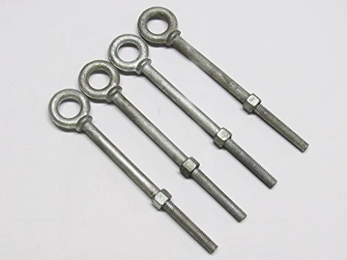 X4 5/16 X4 1/2 Galvanised Longshank Eyebolts W/Nut - 8MM X 114MM Shoulder Collar