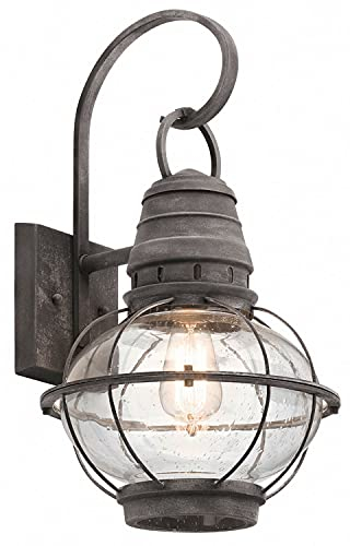 Licht-Erlebnisse Wandleuchte Außen Hoflampe in Zink Glas Stahl IP44 Vintage elegante Aussen Lampe Haus Terrasse Balkon