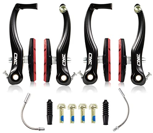 CNC Bicycle V Brake Set for Front/Rear Wheel, Linear Pull V Brakes with 70mm(L) Pads