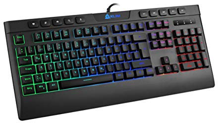 KLIM Triumph - Gamer Tastatur QWERTZ Layout + Schneller und präziser Anschlag + Hinterleuchtete PC Tastatur mit Multimedia-Steuerung + 3 Effekte + Kompatibel mit Mac PS4 Xbox One + Schwarz
