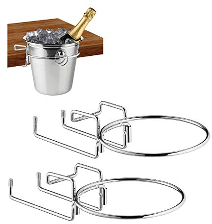 Relaxdays 2X Set Supporto da Tavolo, Porta Secchiello per Vino, Diametro 18 cm, Salvaspazio, Porta Cestello in Ferro, Argento