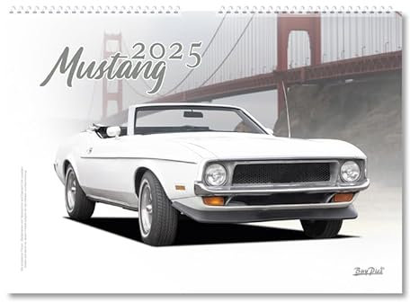 A3 Kalender 2025 mit US-Car Motiven passend für Mustang Liebhaber und Garagen (kein originaler Markenartikel) ClassicDesign1 BuyPics4U