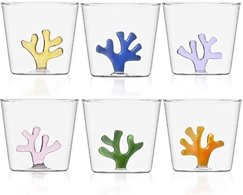 Ichendorf Set 6 Bicchieri da Acqua in Vetro Decorato Coral Reef Corallo