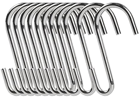 ilauke 32 Stück Robuste S Haken 2,4 in/6 CM, Multifunktion Edelstahlhaken Küchenhaken S-förmige Hängehaken,Schwerlast Metallhaken Aufhängung für Küche, Bad, Schlafzimmer und Büro(Silber)