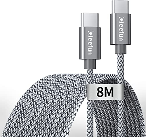 CLEEFUN USB C auf USB C Kabel 8M, USB C Ladekabel 3A 60W, Kompatibel mit Mac-Book Pro, i-Pad Pro, Galaxy S20 S21 A70 A71, Surface Book, Switch Pixel 3 3a XL 4 5, Other USB-C Devices