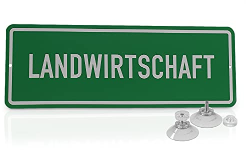 Betriebsausstattung24 Hinweisschild „Landwirtschaft“ - Hart-PVC mit 2 Saugnäpfen Größe (BxH): 29,7 x 10,5 cm - Landwirtschaft - Autoschild - Hinweisschild Kraftfahrzeuge - KFZ