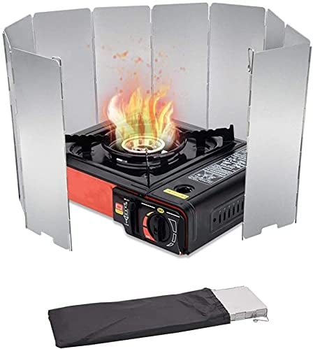 SunAurora Parabrisas Plegable para Camping, 10 Placas Plegable al Aire Libre de Aleación de Aluminio del Parabrisas para Acampar, Hacer Picnic, Fiesta de Fogatas