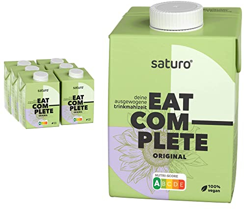 Saturo Substitut de Repas Complet, Original, Prêt à Consommer Riche en Protéines, Vitamines et Minéraux – Milk-Shake/Smoothie, 6 x 500ml