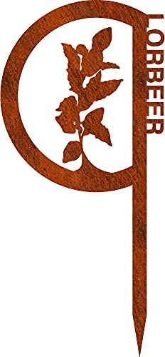 Craft&Style Edelrost Gartendekoration Kräuterstecker Cortenstahl Lorbeer, CorTen A …