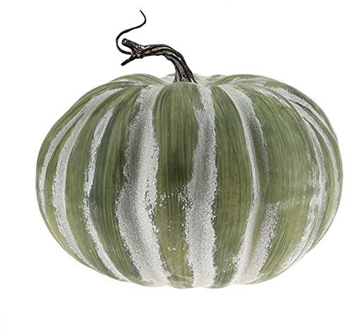 Woration Calabazas artificiales grandes de 8.4 pulgadas de color verde para Halloween, otoño, calabaza, fiesta, Navidad, decoración del hogar, espuma, frutas y verduras