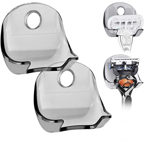 Linkidea 2 Packs Wand Mount Rasiermesser Halter für Duschwand, selbstklebender Rasierer Badezimmer Haken Aufhänger kompatibel mit Venus Platin, Fusion 5 Proshield Proglide, Mach 3 Classic (Grau)