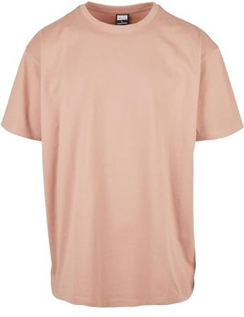 URBAN CLASSICS Camiseta básica de manga corta, cuello redondo normal, de algodón grueso, largo normal, oversized, de hombre, moderna, color ámbar, talla L
