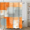 iTapnoom Duschvorhang für Badezimmer, Orange, Beige, Grau, modern, abstrakt, Grunge-Malerei, Badezimmer-Accessoire, Dekorstoff, wasserdicht, Badvorhang-Set, 183 x 183 cm, mit Haken