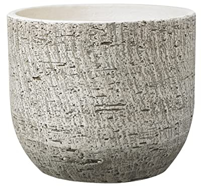 Soendgen Keramik Blumenübertopf/Pflanzgefäß/Pflanzkübel, Übertopf Portland, Größe: Ø 20 cm, Höhe 17 cm, Farbe: Rindenoptik, für den Innenbereich