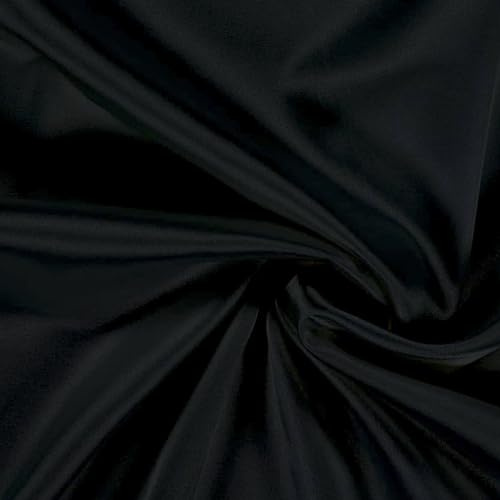 Stoff Satin Meterware 280 cm Breite – Eleganter & Weicher Stoff für Möbel, Kleidung, Vorhänge & DIY-Projekte – Vielseitig & Pflegeleicht (10-Black)