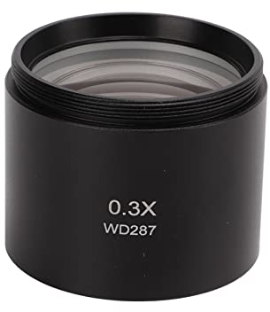 M48 Mm (1-7/8 Zoll) Mikroskopobjektiv aus Optischem Glas Klare Bildgebung Kleine Metallspiegelkörper-Objektivlinse für Trinokulare Mikroskope mit Einer 48mm Gewindeschnittstelle(0,3X)