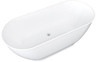 Vente-unique - Bañera exenta ovalada - 240 L - 170 x 75 x 60 cm - Blanco - Acrílico - MOBULA
