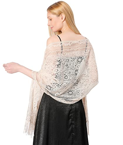 Ladiery Stola für Damen Festlich Spitzenschal Party Schals Für Abendkleid, weicher Cashew Schal Hochzeitskleider