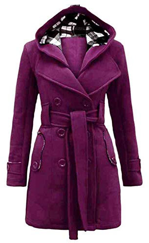 TDEOK Wolljacke Mit GüRtel, Wollmantel Damen Winter Kurz Trenchcoat Zweireihiger Mantel Wollmischung Mantel Herbst üBergangsjacken Winterjacke Warm GefüTtert Kunstpelz Wintermantel Winterparka