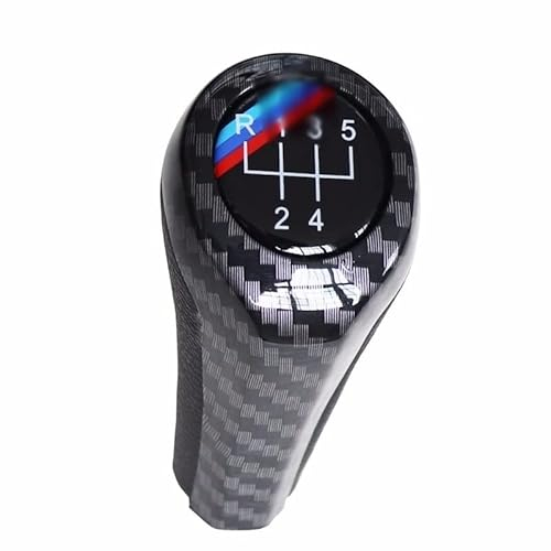 Getriebe Schaltknüppel Schaltknauf Für BMW 1er 3er 5er 6er E46 E53 E60 E61 E63 E65 E81 E82 E83 E87 E90 E91 E92 X1 X3 X5 Verchromte Kohlefaser Matt Automatik Schalthebe (Farbe : Carbon Line 5Speed)