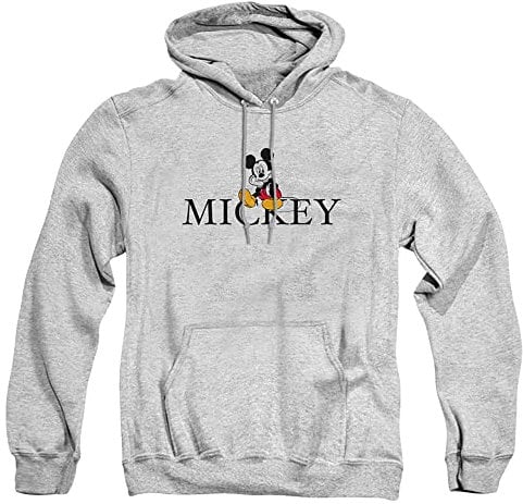 Cotton Soul Disney Mickey Mouse Classic Sitting Unisex Hoodie, Grey Heather, Small
