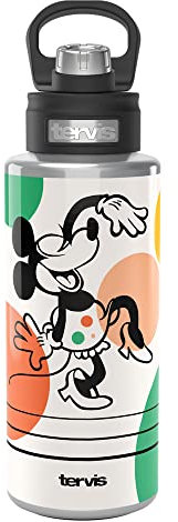 Tervis Disney Minnie Mouse Delight Triple Walled Insulated Tumbler Travel Cup Keeps Drinks Cold, 32oz Wide Mouth Bottle, Stainless Steel