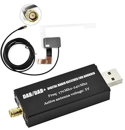 Podofo DAB/DAB+ Digitaler Radioempfängeradapter DAB+ Radio Tuner Empfänger mit Antenne+SMA Glass Antenne Set+USB 2,0 für Dongle Universelles DAB-Modul für Android Autoradio