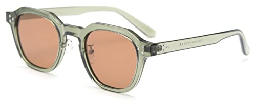 Kachawoo Lunettes de soleil polygone polarisées, pour hommes et femmes, avec cadre TR90, style rétro, L