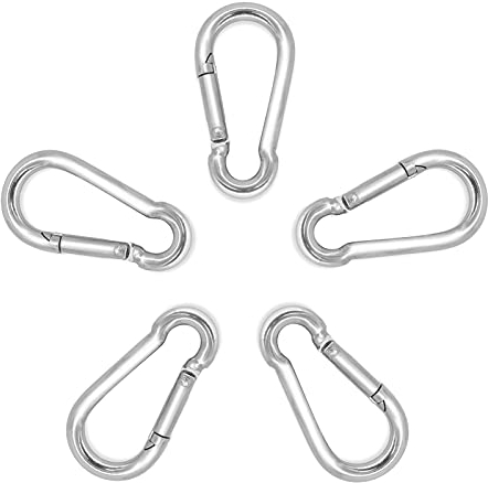 Karabinerhaken, 5 Stück Edelstahl Karabinerhaken Klein Karabiner Set 6 x 60 mm Robuste Silber Karabiner mit Schnappverschluss für Camping Angeln Markisen