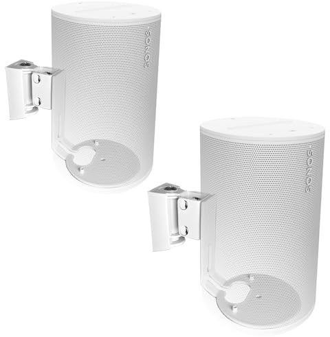 EMAQUIN Lot de 2 supports muraux pour haut-parleur Sonos Era 100 (comprend 2 pièces, pivotants et inclinables, métal robuste, finition peinture durable, facile à installer, compatible avec Sonos Era