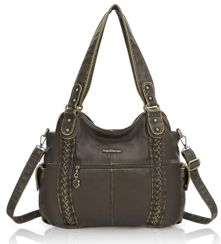 Angel Barcelo Roomy Fashion Hobo Damen Handtaschen Damen Geldbörse Umhängetasche Schultertasche Tote Gewaschene Ledertasche, Grün 3