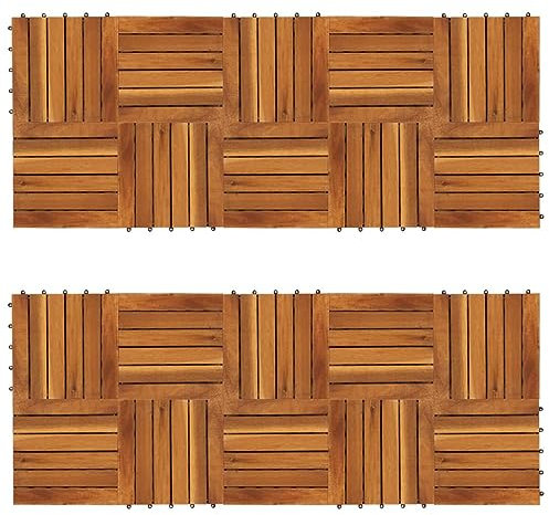 SKM Terrassenfliesen 20er Set Vertikales Muster 30 x 30 cm Akazie, Weight: 15.4 kg, 271790