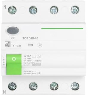 1 interruptor diferencial de guía DC RCD RCD 4P 63A 30mA 300mA Tipo B 10KA (tamaño: 4 polos 30 mA, color: 63A)