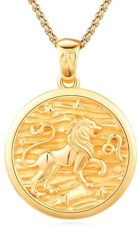 REDSUN Horoskop Halskette 925 Sterling Silber Sternzeichen Löwe Kette Sternzeichen Anhänger 12 Konstellation Oxidierte Halskette Schmuck für Frauen und Mädchen(Gold)