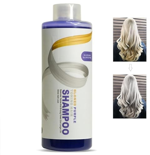 Pemarlis 500ml Anti-Gelbstich Shampoo für Blonde, Graue und Weiße Haare - Purple Shampoo für Gebleichtes & Aufgehelltes Haar