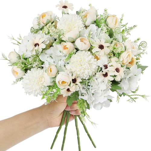 Serwalin 4 fiori artificiali, bouquet di peonie finte, ortensie, bouquet di fiori finti per casa, feste, decorazione interna ed esterna, JH-HS-837