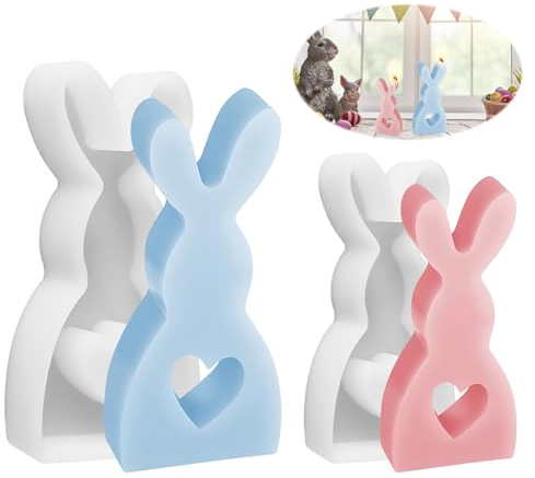 INSANYJ Ostern Silikonformen Gießformen, 2 Stück Osterhase Silikonform Kerzenhalter, 3D Gießform SilikonformHase, Kerzenform Ostern für DIY Kerzenständer Kunst Heimdekoration Ostern