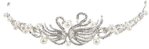 Fvoagaou Silber Legierung Diademe Und Kronen Haar Schmuck Für Frauen Bräute Schwanz Kopf Schmuck Abend Perlen Krone Haar Schmuck Diadem