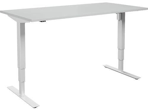 kaiserkraft | Schreibtisch Atlanta | elektrisch höhenverstellbar | gerade | BxT 160x80 cm | lichtgrau/weiß