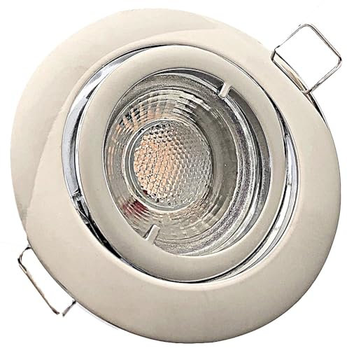 Rolux LED Einbaustrahler IP20 Spots 230V COB 3W Chrom 7 Stück Einbauleuchte Lana Warmweiß Schwenkbar
