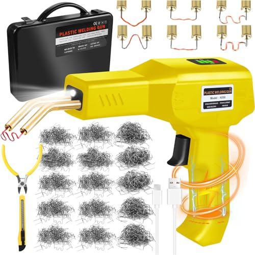 200W Kunststoff Schweißgerät Akku, mit 1050 PCS Heißhefter 5000mAh USB wiederaufladbare Kabellos Auto Schweißgerät Plastik,Tragbare Kunststoff SchweißenSet für Auto Stoßstange