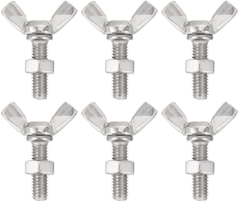 QUARKZMAN 6pz Viti Farfalla a Ali M6-1x20mm Con 6pz Dadi, Viti Farfalla a Mano in Acciaio Inossidabile 304, Viti Farfalla a Mano a Testa a Farfalla
