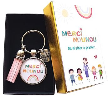 Coffret cadeau nounou, porte-clés, merci nounou, cadeau de remerciement, fait main, personnalisé, idée cadeau original