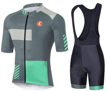 UGLY FROG Herren MTB Fahrradtrikot Set, Sommer Atmungsaktives Radtrikot + Fahrrad Rennrad Lätzchen Short Set, Outdoor Kleidung Cycling Jersey