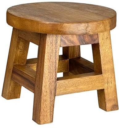 Crafty Artisan small wooden milking stool 40mm XL cross bar version made to last for years, multi uses as step stool, plant stand, kids stool