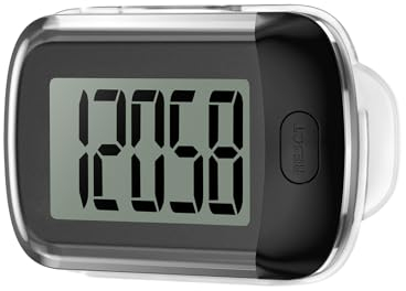 Ankilo 3D Walking podomètre, Porter en bandoulière Clip podomètre Simple pour la Marche, avec Grand Affichage numérique LCD,Mini podomètre,Noir