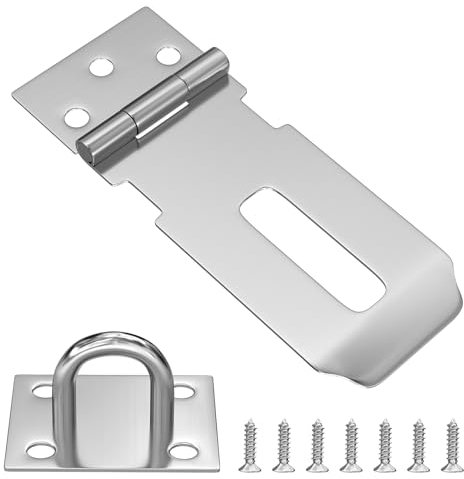 SCOOYUCK Vorhängeschloss Haspe, 3 Zoll Edelstahl überfalle, Sicherheitsüberfalle mit Schrauben
