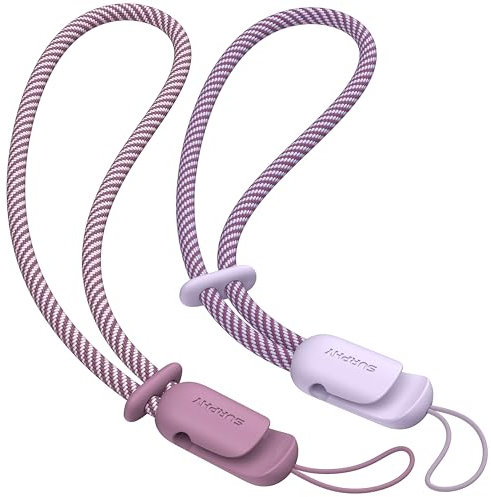 SURPHY 2 correas de mano ajustables para teléfono móvil, cadena universal para teléfono móvil, cordón para Airpods, funda para teléfono móvil, memoria USB, cámara llavero y más, lila y lila